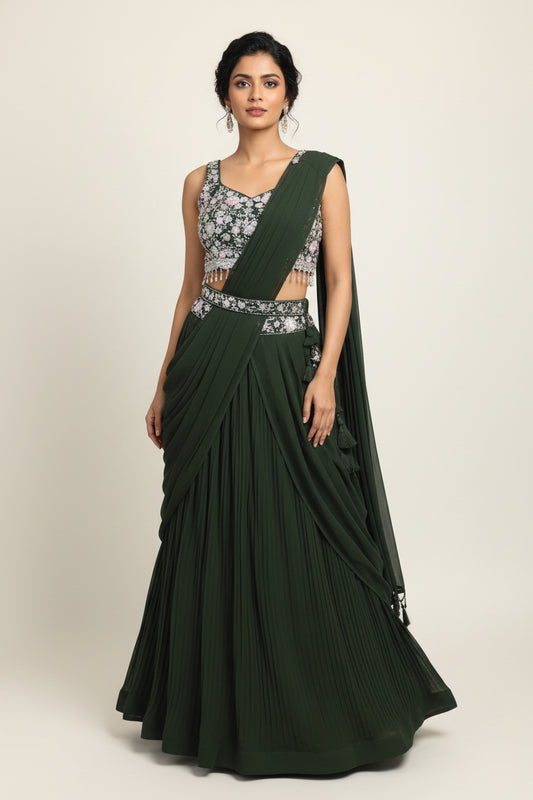 Dark green Lehenga choli set
