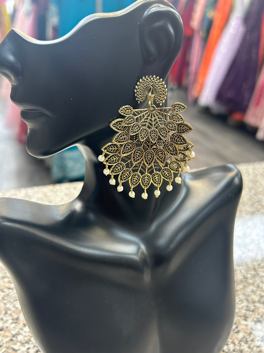 Peacock feather ear rings