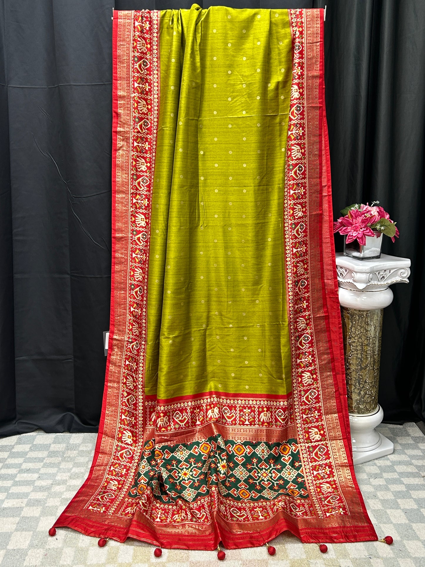 Patola print saree : henna green