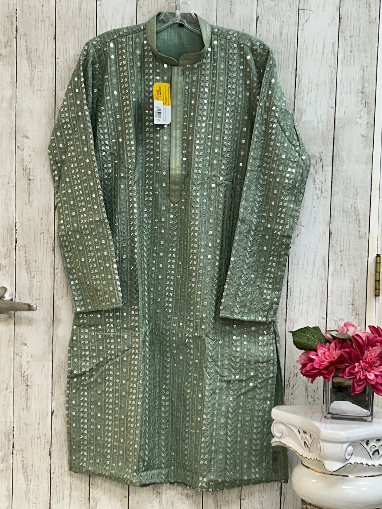 Light green kurta pajama set for men by Kurti Connection USA