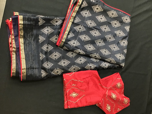 Black saree with red blouse