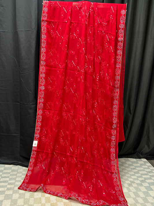 Chiffon mirror work saree by Kurti Connection USA