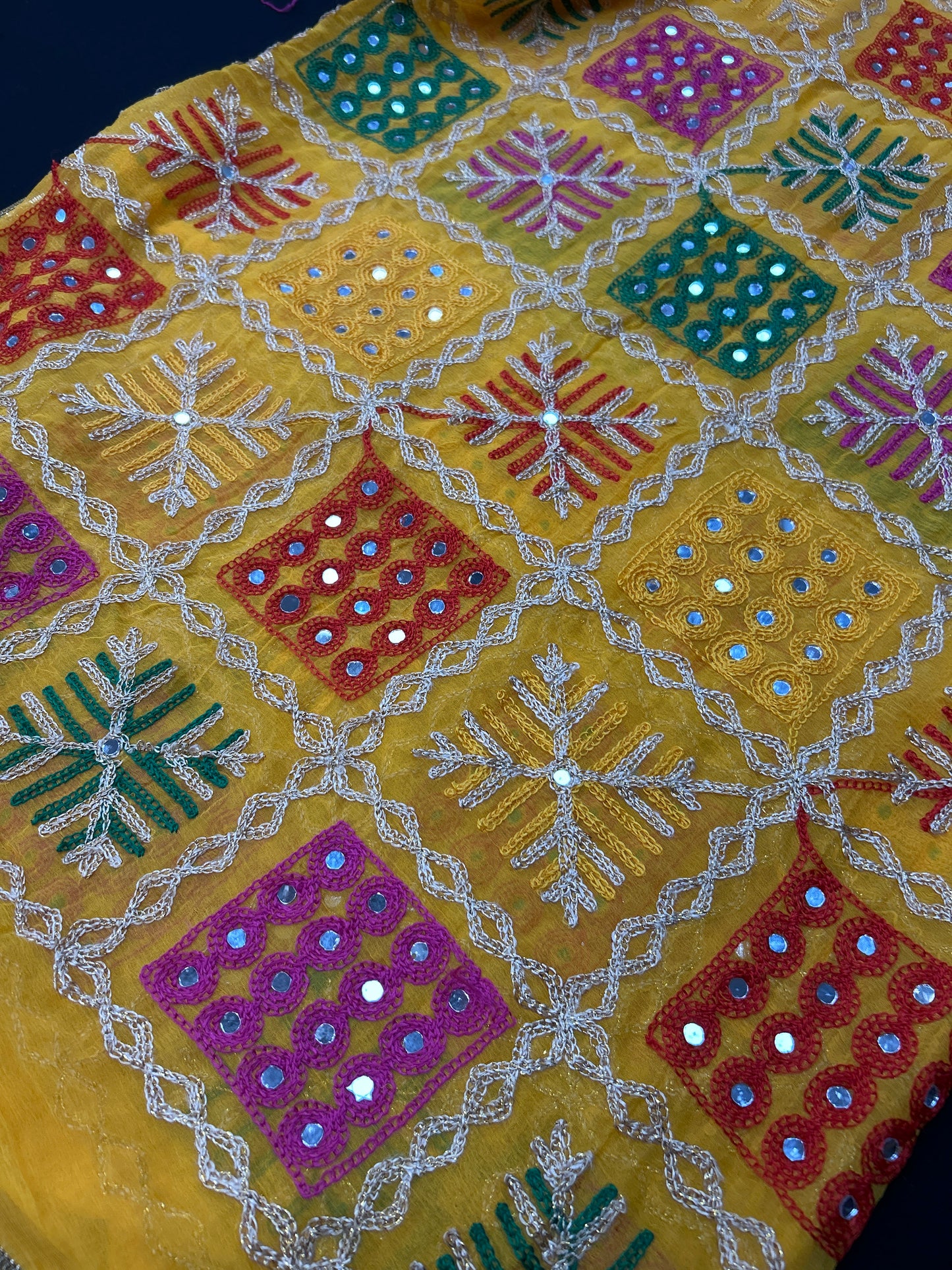 Embroidered phulkari dupatta by Kurti Connection USA