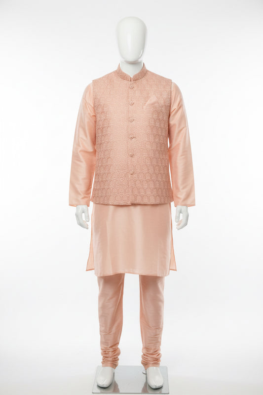 Peach kurta set | mens Kurta pajama with jacket