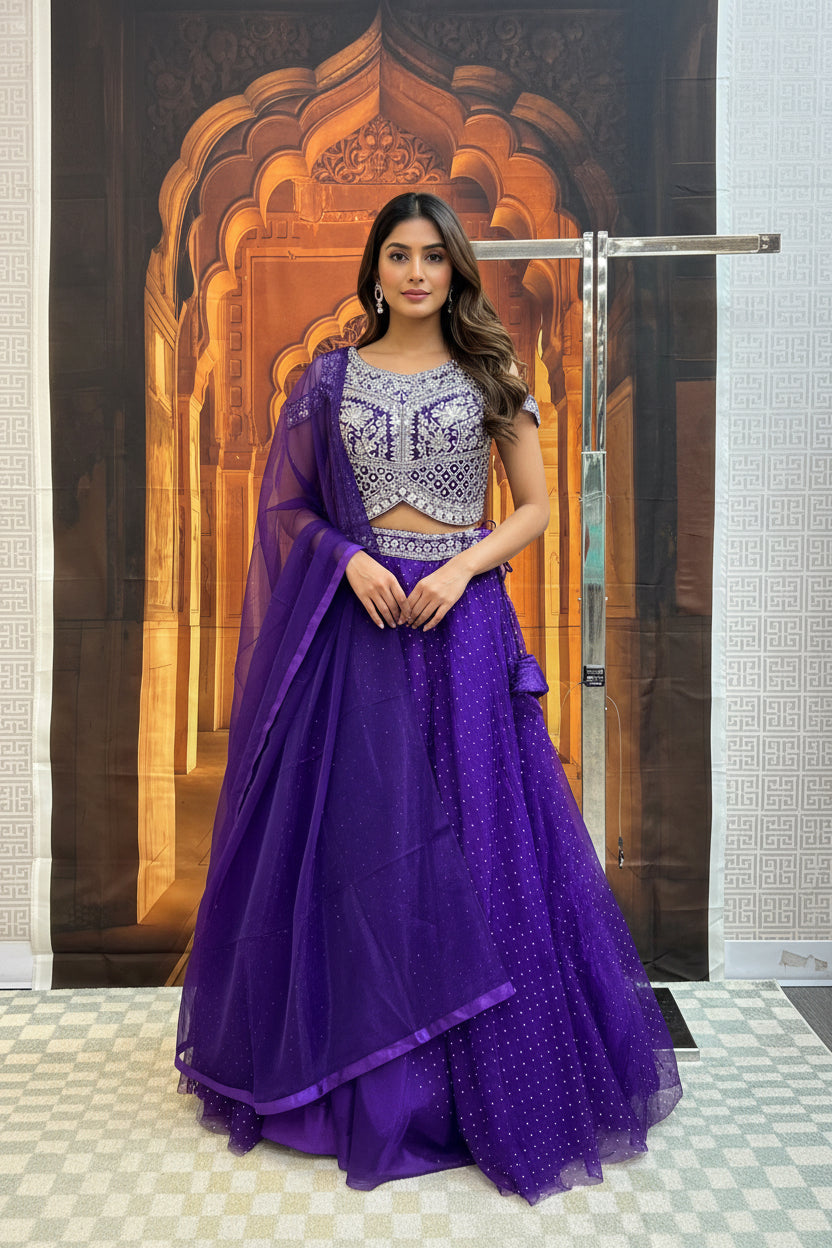 Purple lehenga Choli set by Kurti Connection USA