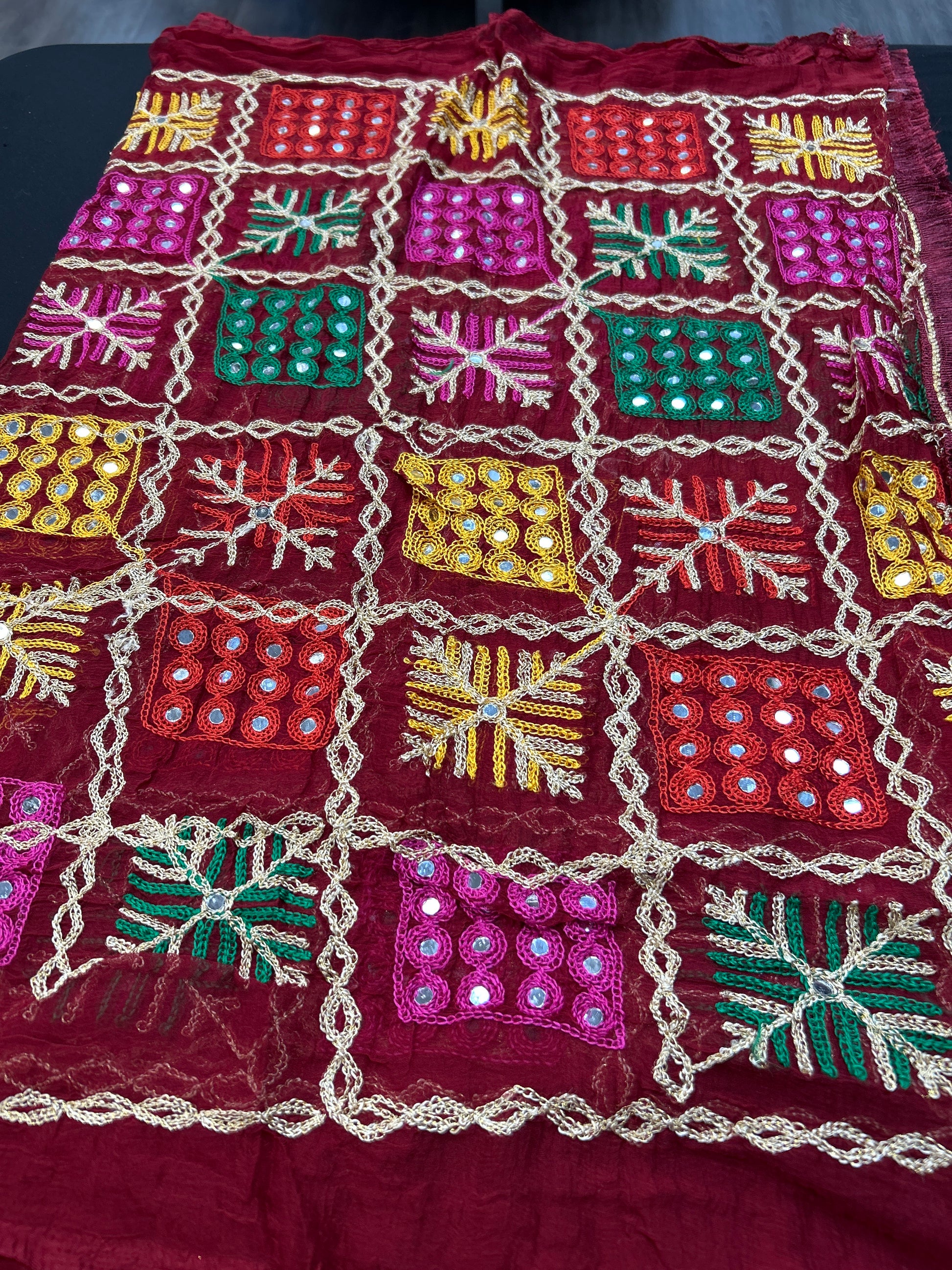 Embroidered phulkari dupatta by Kurti Connection USA