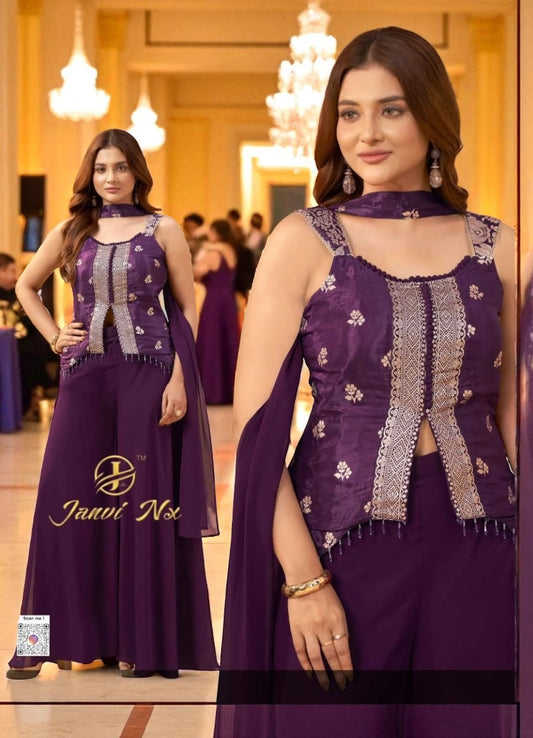 Party wear crop top set by Kurti Connection USA