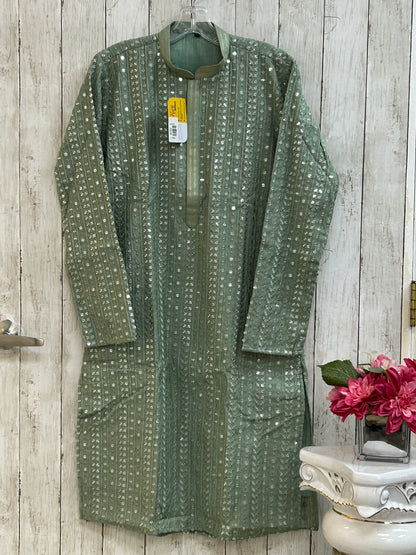 Light green kurta pajama set for men by Kurti Connection USA