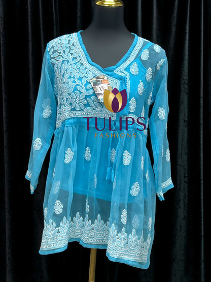 Chikankari short kurti by Kurti Connection USA