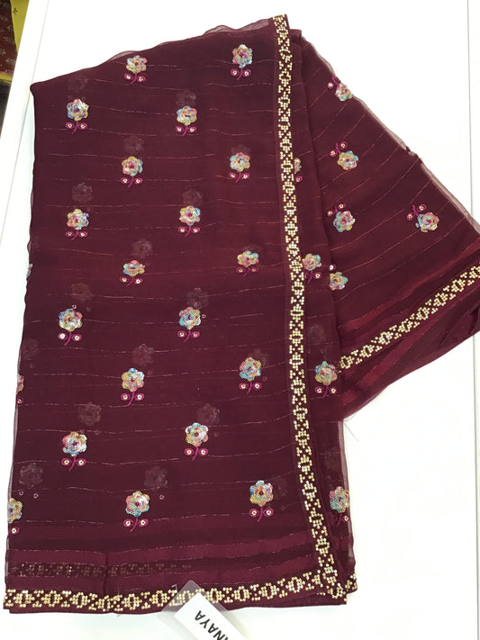 Chiffon saree / wine