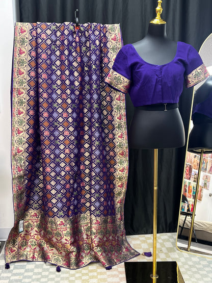 Patola bandhani saree with ready to wear blouse by Kurti Connection USA