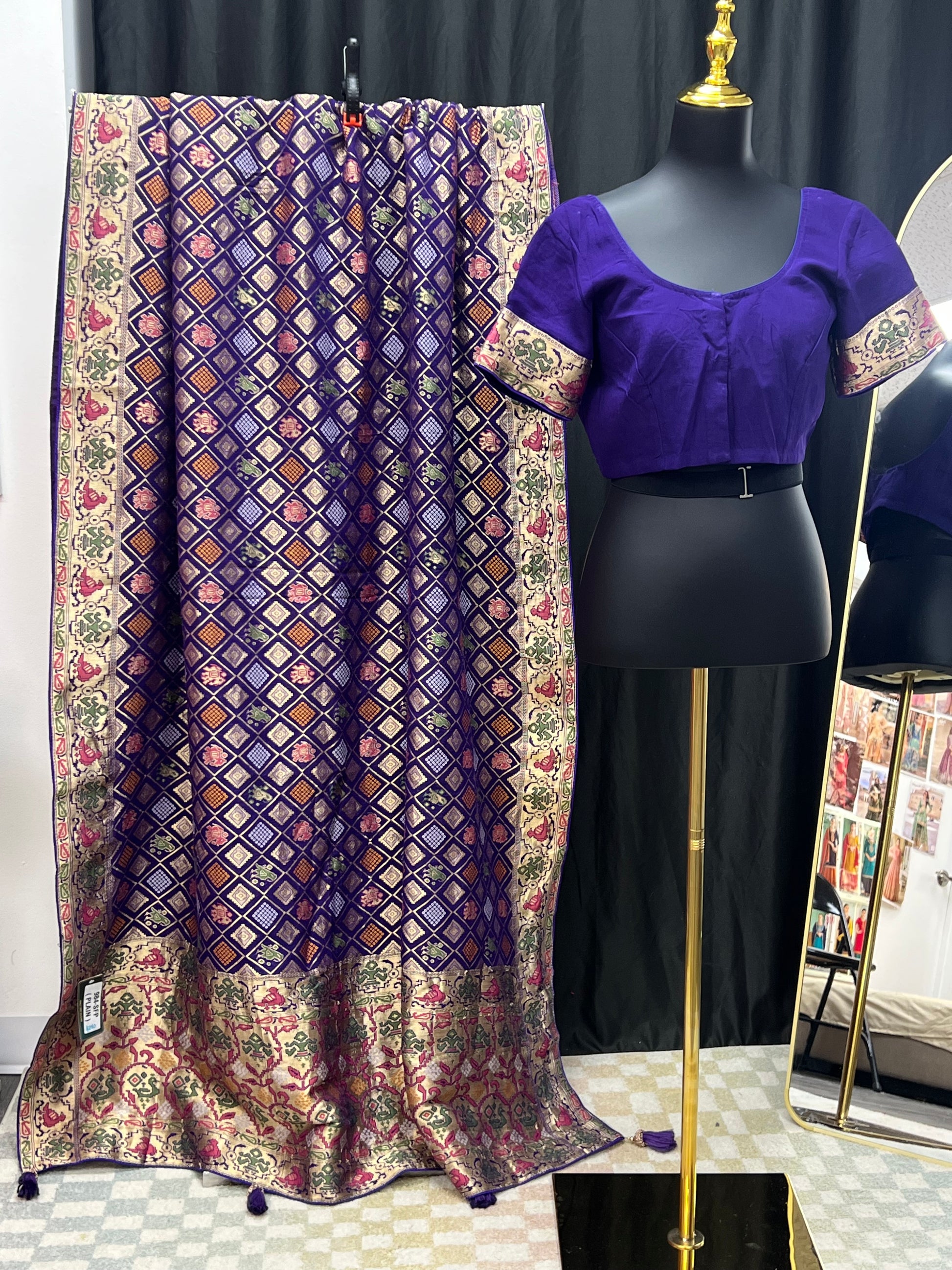 Patola bandhani saree with ready to wear blouse by Kurti Connection USA