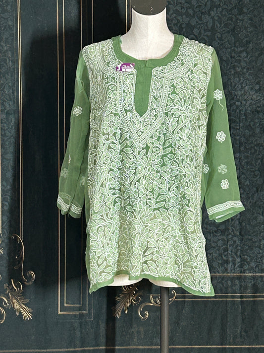 Chikankari short kurti with inner by Kurti Connection USA