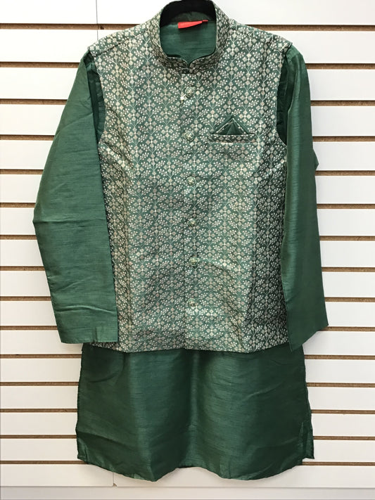 Green kurta with jacket