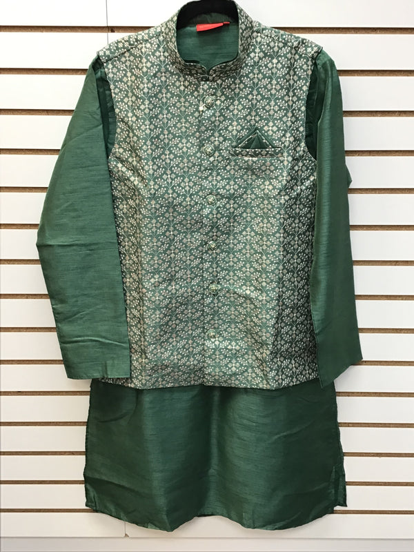 Green kurta with jacket
