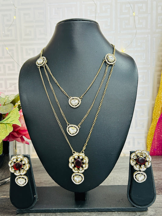 Moissanite Kundan necklace by Kurti Connection USA