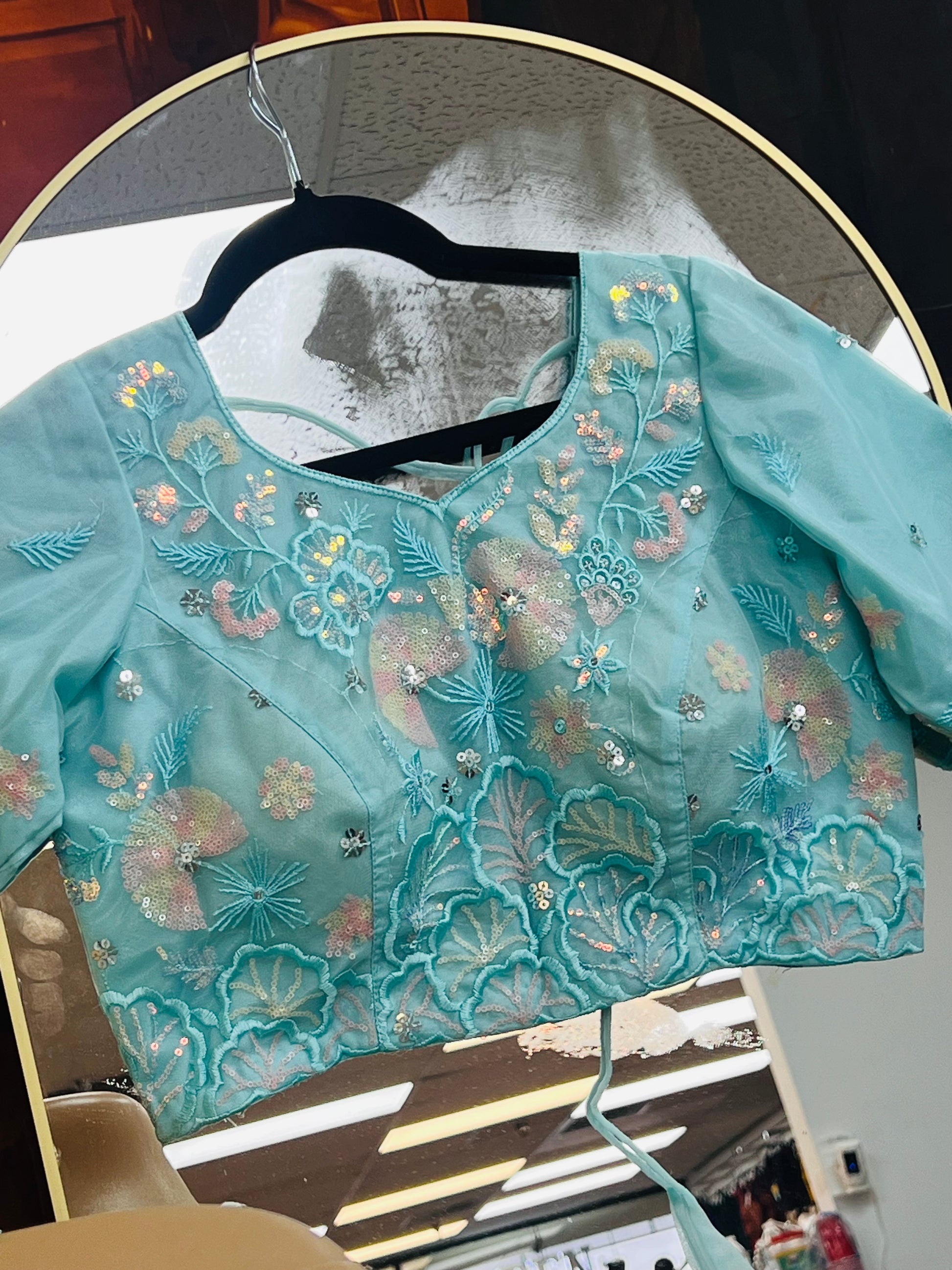 Light blue party wear Lehenga choli set by Kurti Connection USA