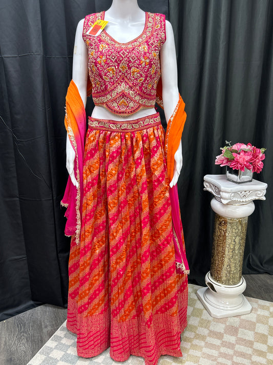 Bandhani print Lehenga choli set by Kurti Connection USA