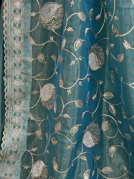 Tissue silk saree by Kurti Connection USA