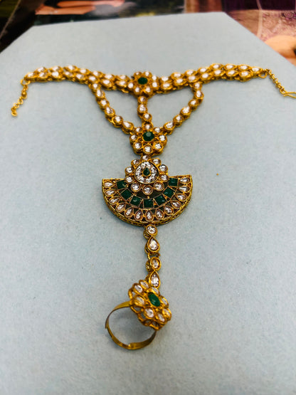 Haathphool : bracelet with ring attachment - Kurti Connection USA