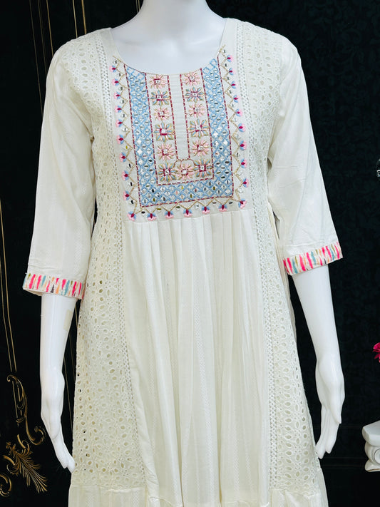 Off white long kurti - Kurti Connection USA