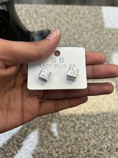 Silver cube / CZ studs