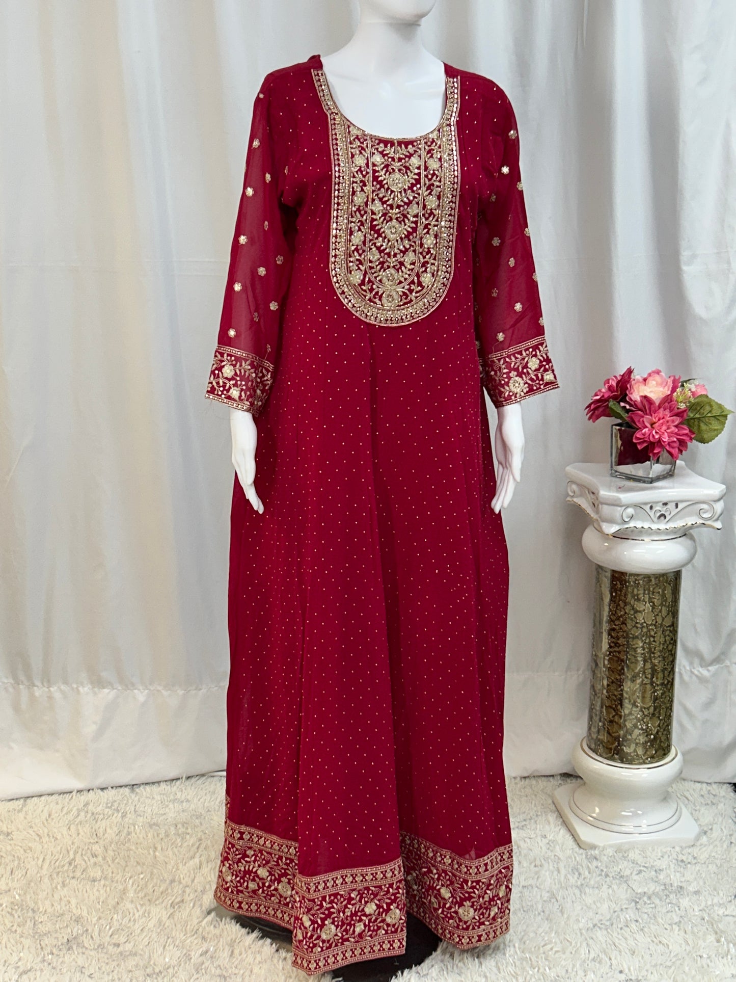 Georgette long gown - Kurti Connection USA