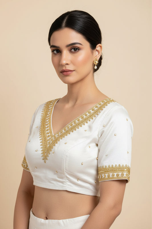 Silk blouse : back hook blouse - Kurti Connection USA