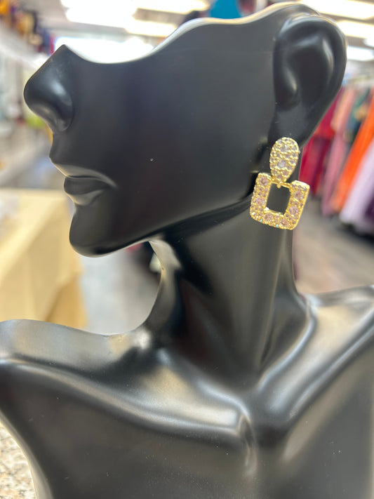 Cz square ear rings