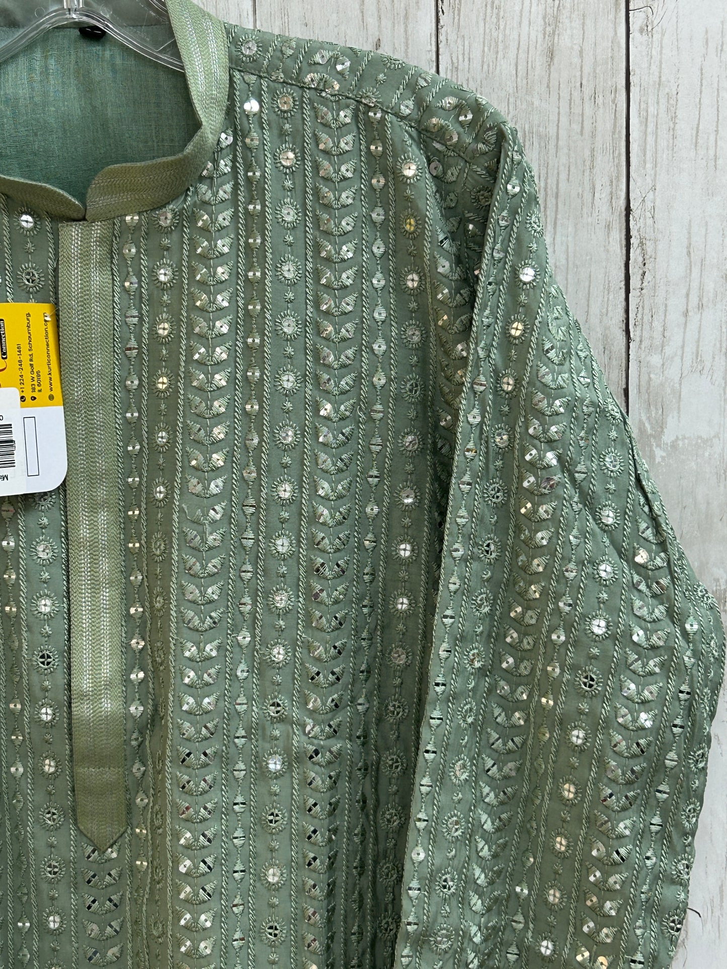 Light green kurta pajama set for men by Kurti Connection USA