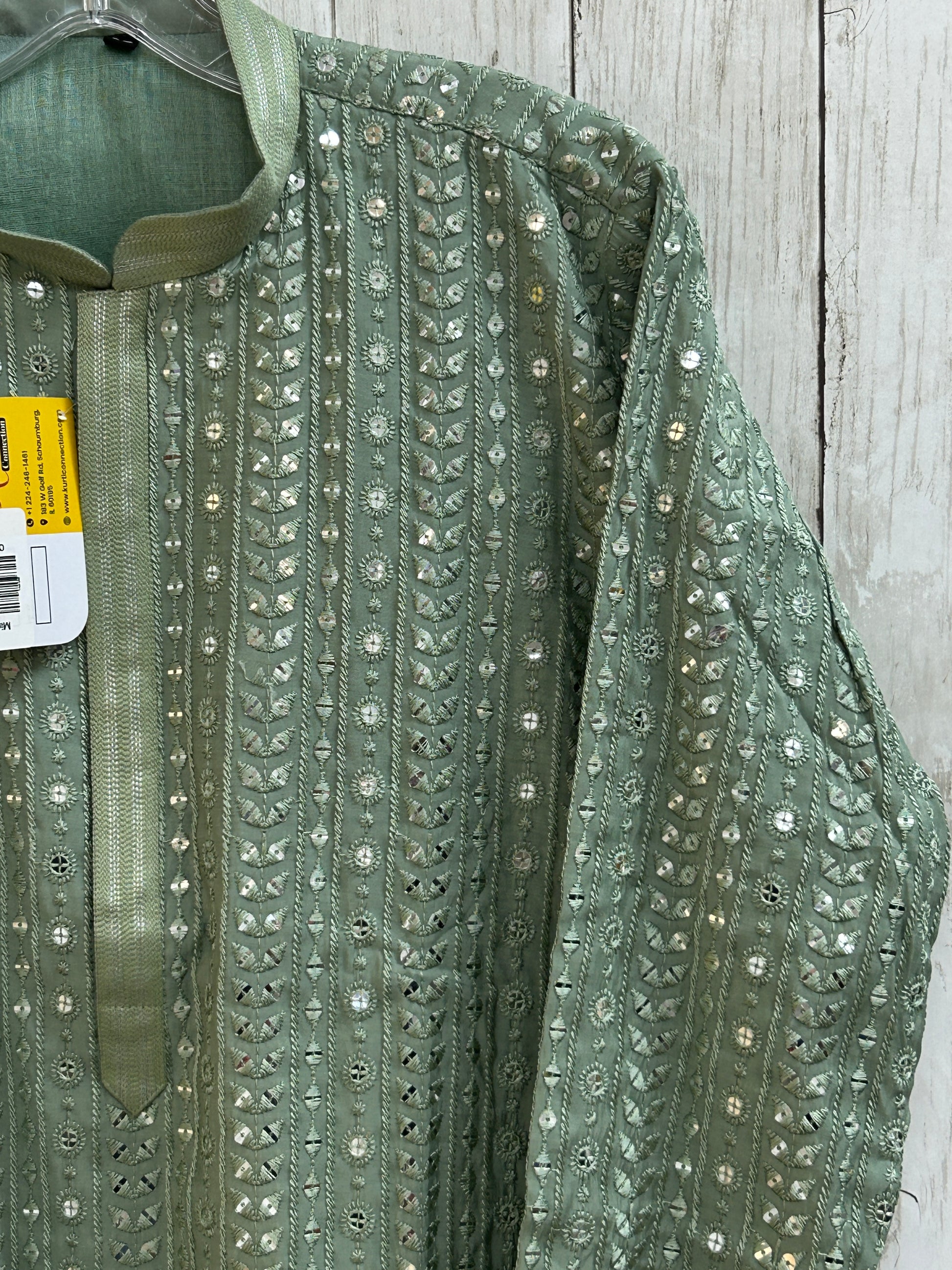 Light green kurta pajama set for men by Kurti Connection USA