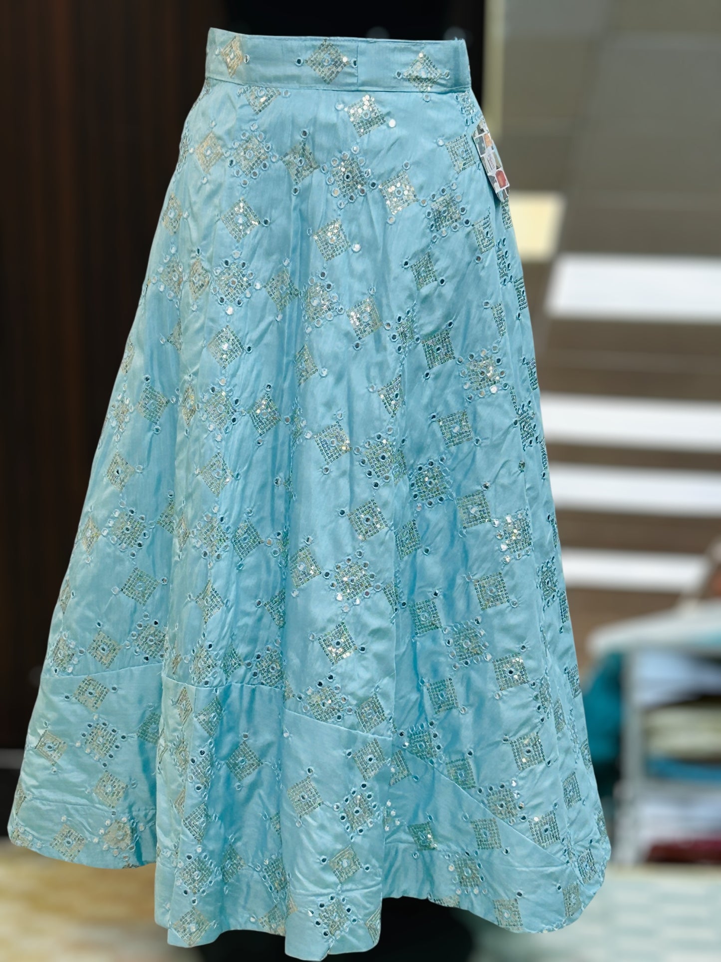 Foil mirror work skirt - Kurti Connection USA