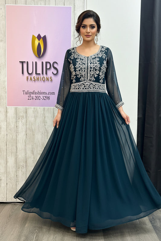 Party wear long gown by Kurti Connection USA