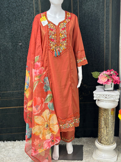 Shimmer silk Kurti pant set - Kurti Connection USA