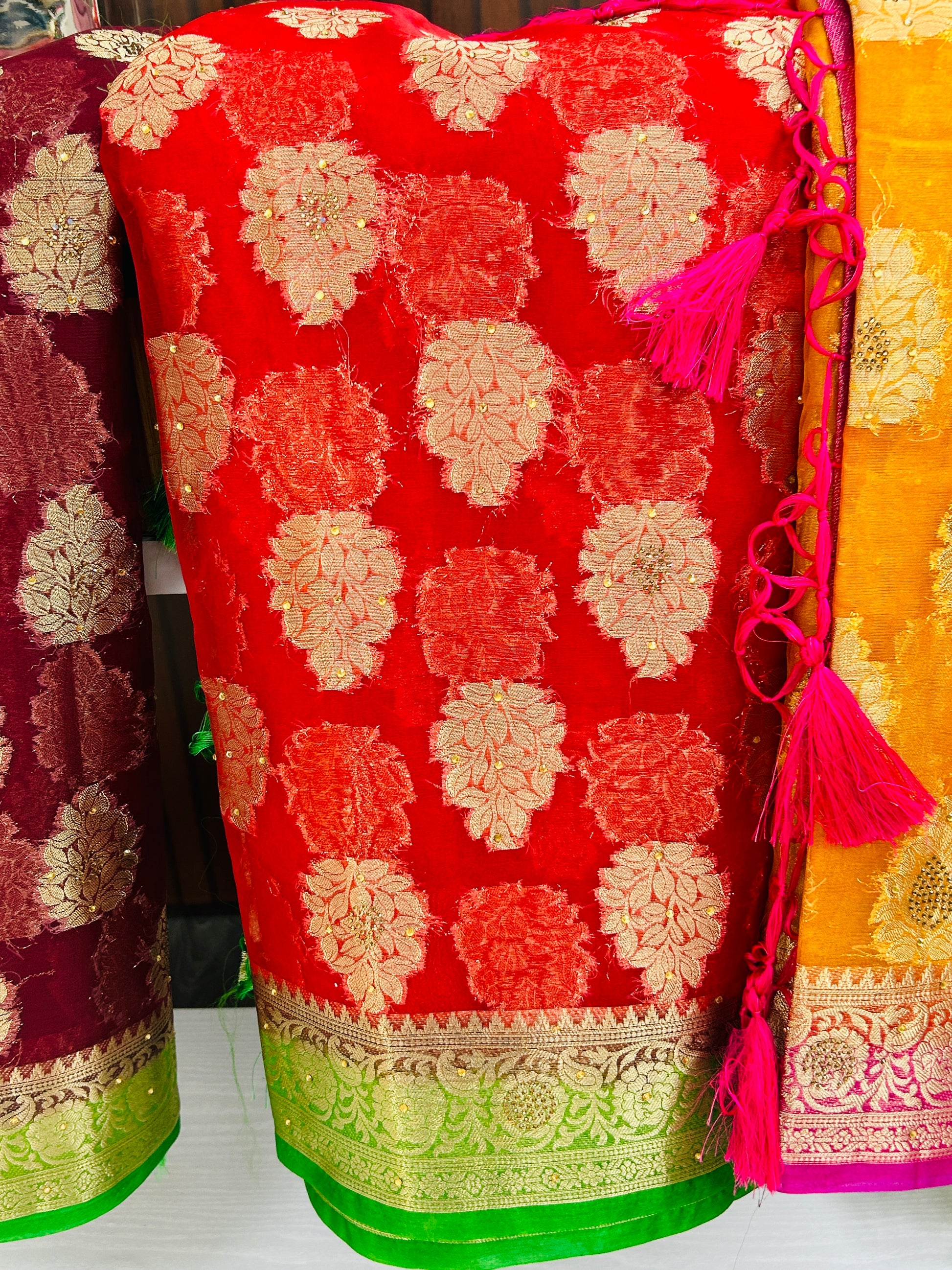 Tissue organza sarees - Kurti Connection USA