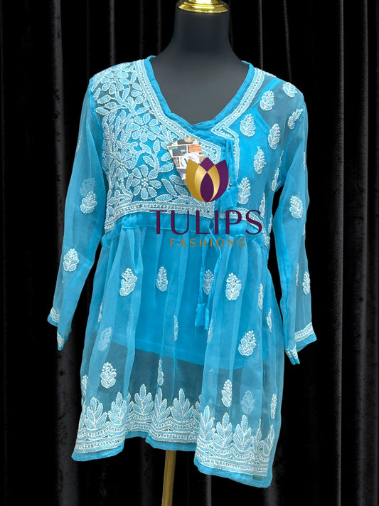 Chikankari short kurti by Kurti Connection USA