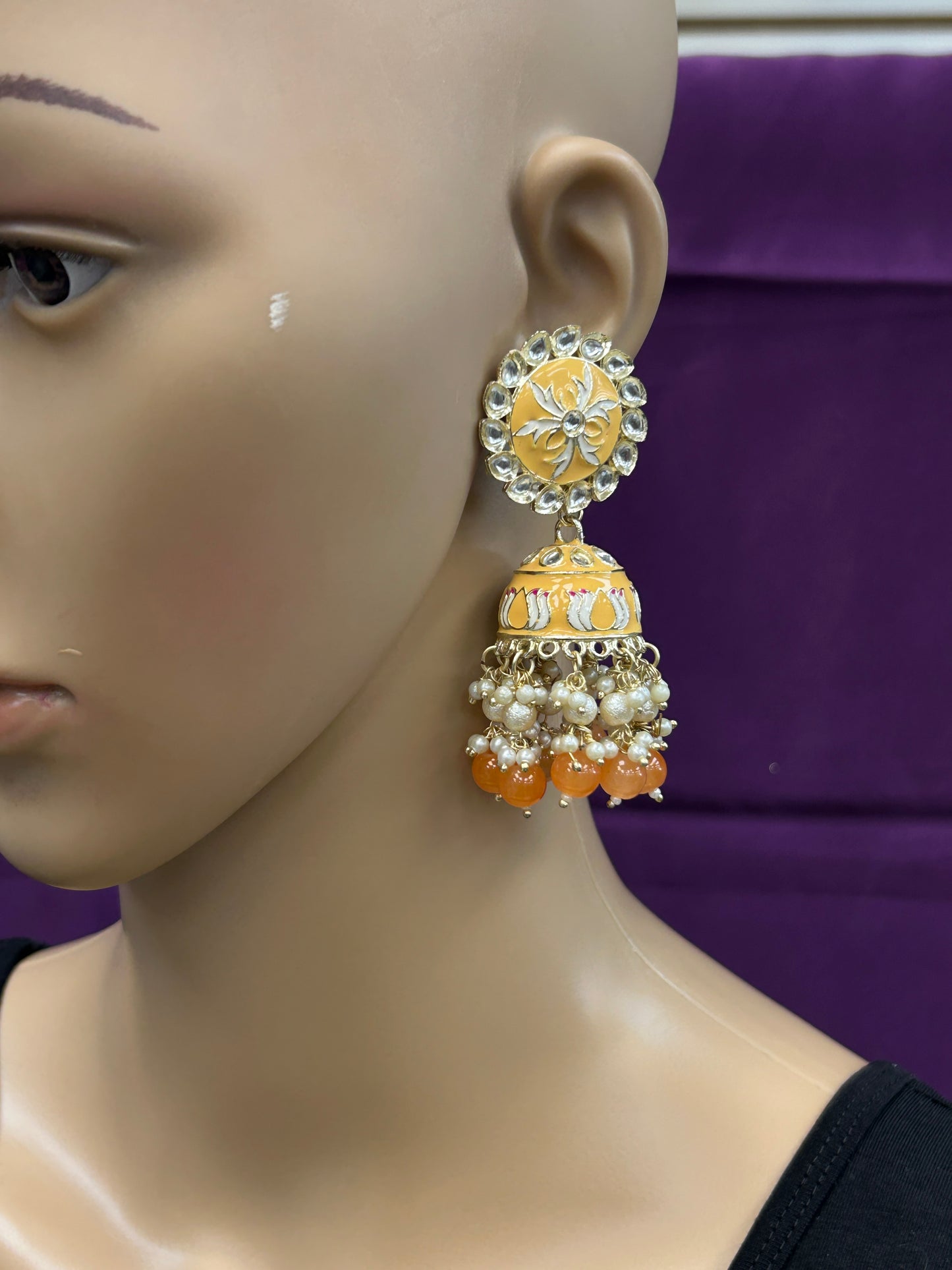 Light orange jhumki - Kurti Connection USA