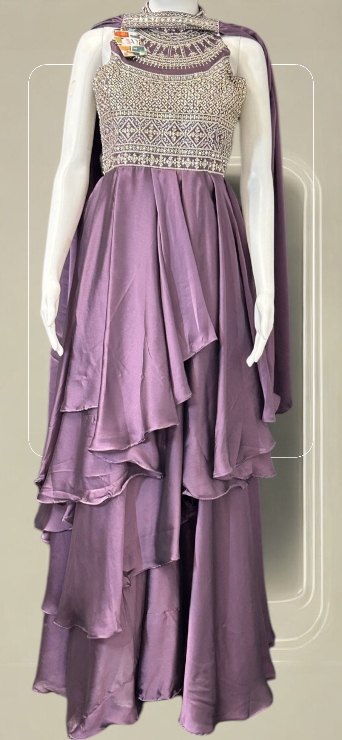 Chiffon silk Indo western gown/ long dress - Kurti Connection USA