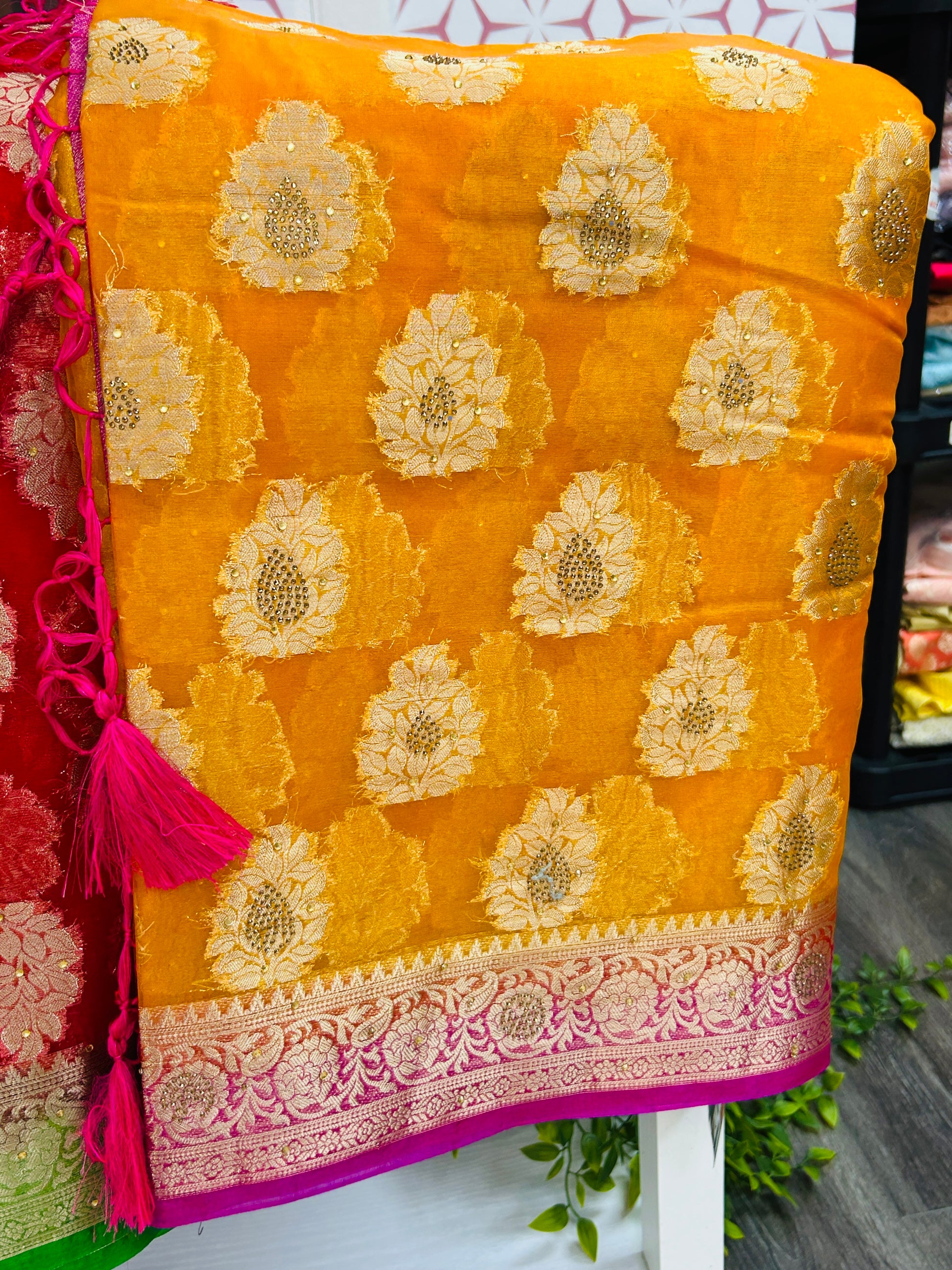 Tissue organza sarees - Kurti Connection USA