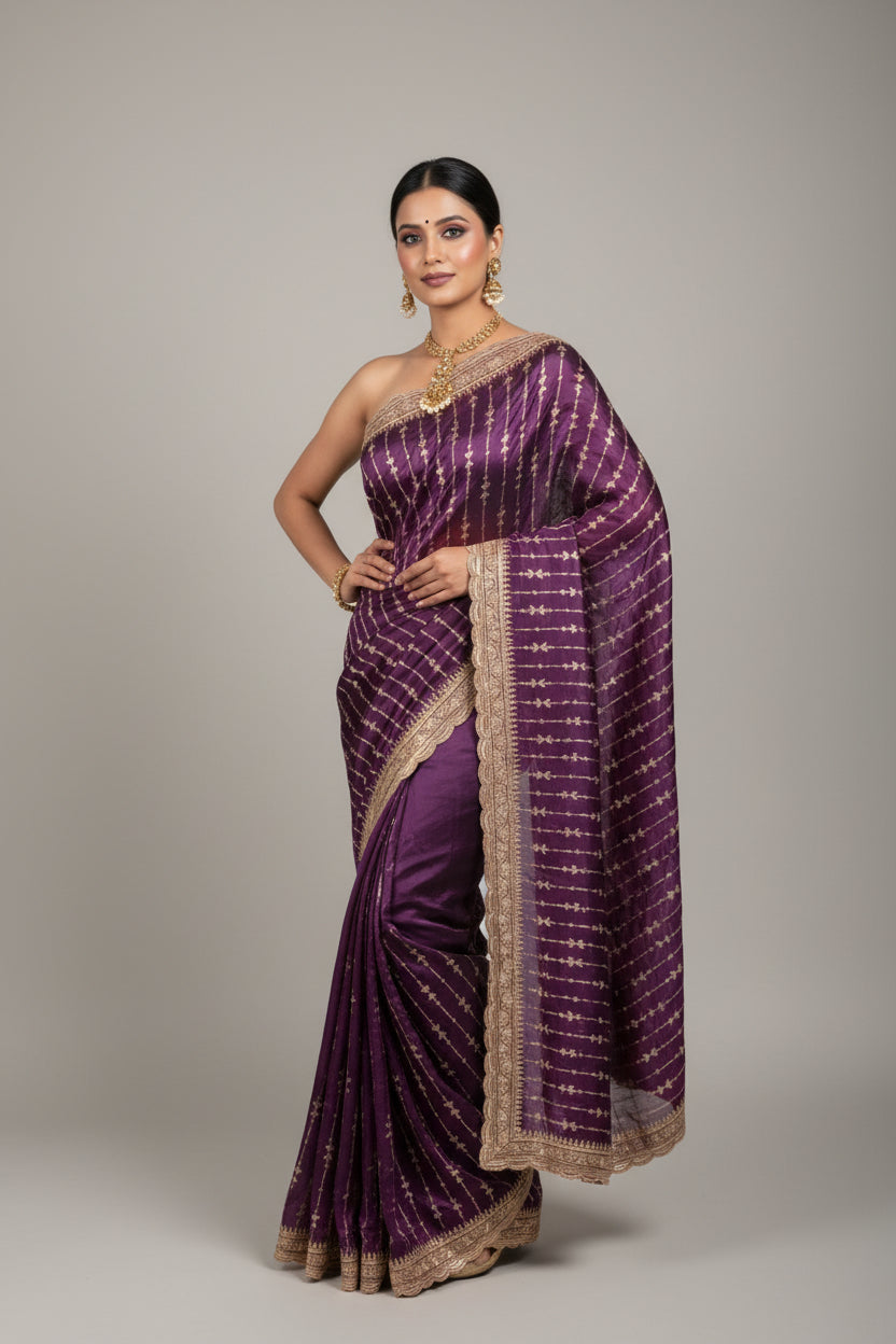 Crape silk saree