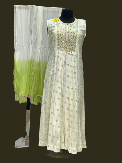 Chanderi silk long kurti set by Kurti Connection USA