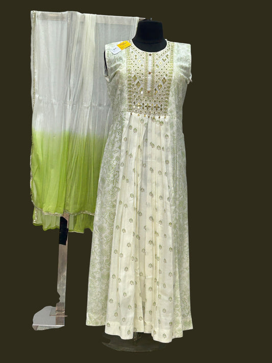 Chanderi silk long kurti set by Kurti Connection USA