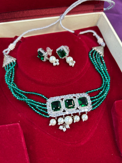 AD choker set : necklace - Kurti Connection USA