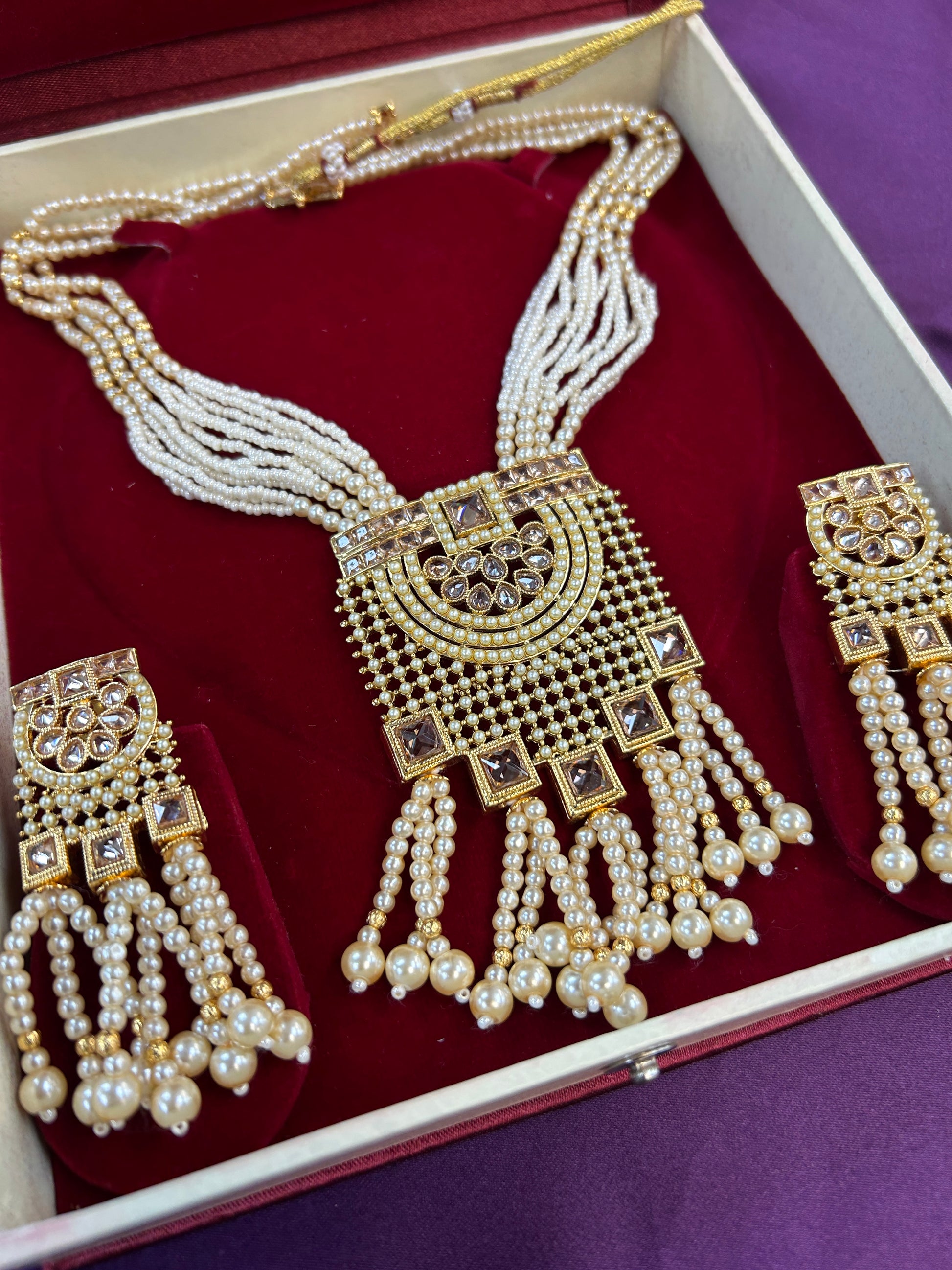 Pearl long necklace set - Kurti Connection USA