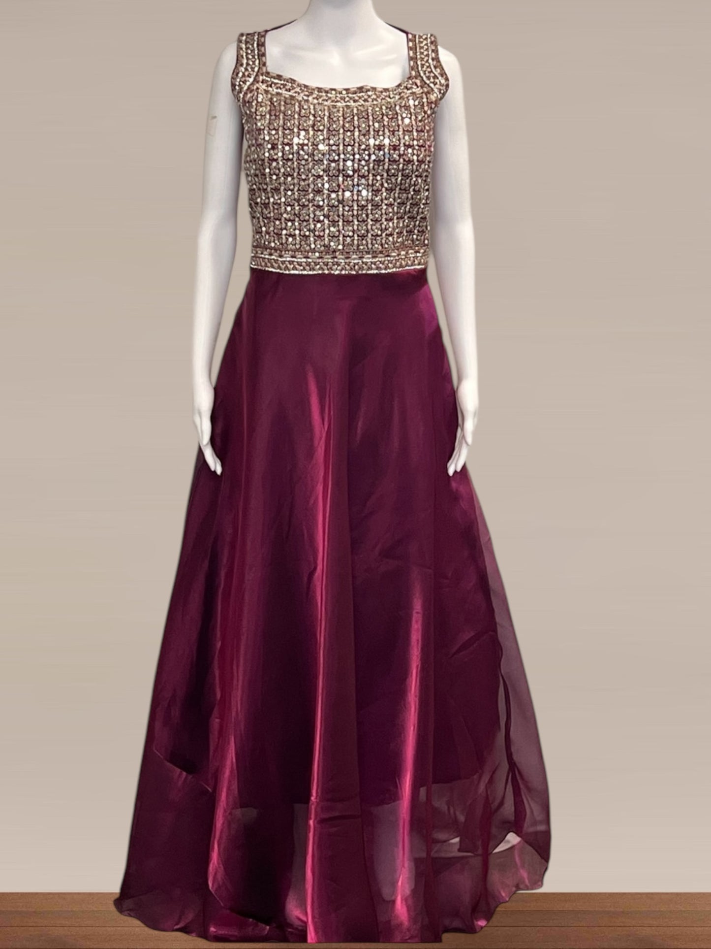Tissue organza long gown - Kurti Connection USA