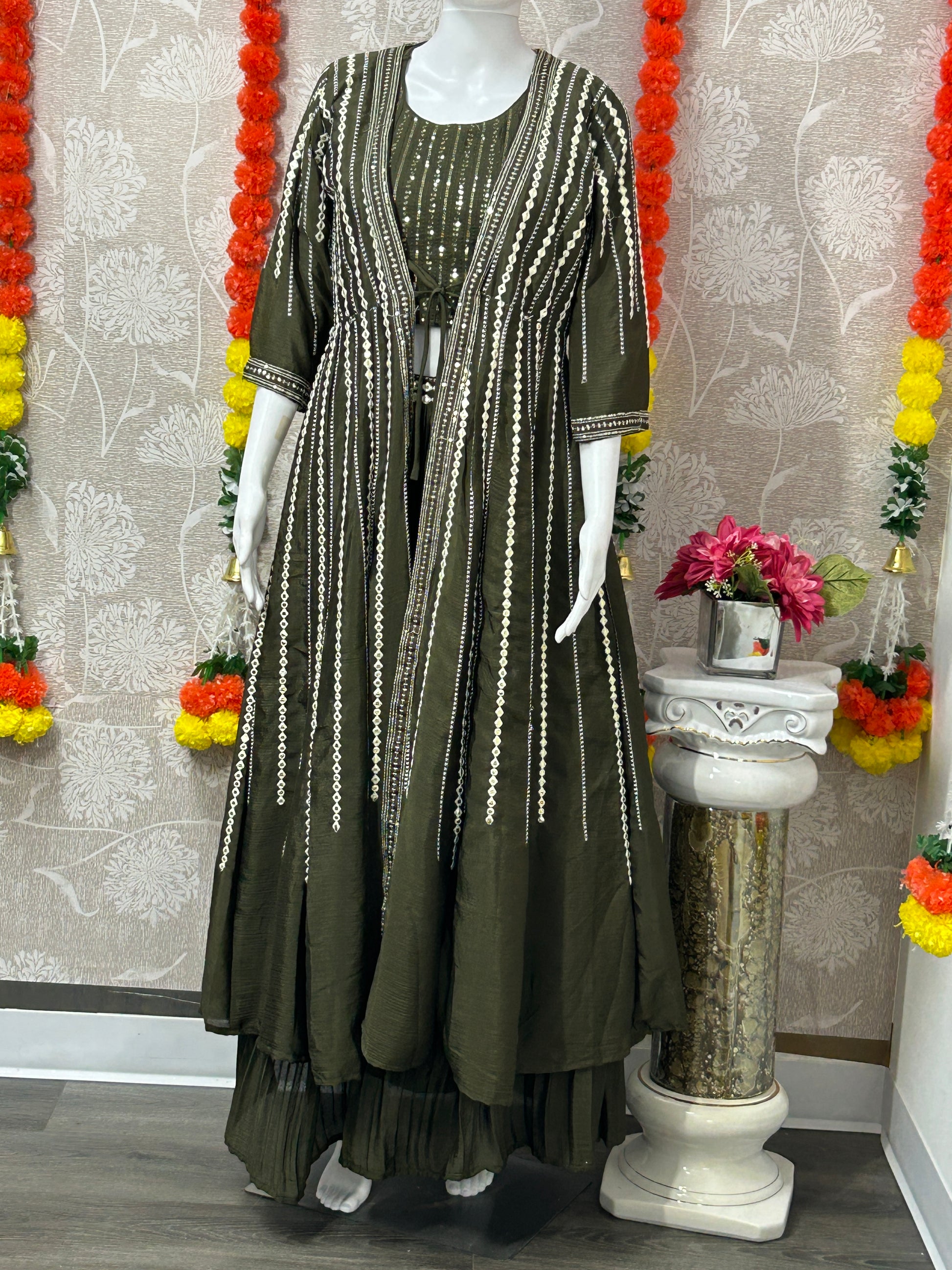 Party wear lehenga set with long jacket - Kurti Connection USA