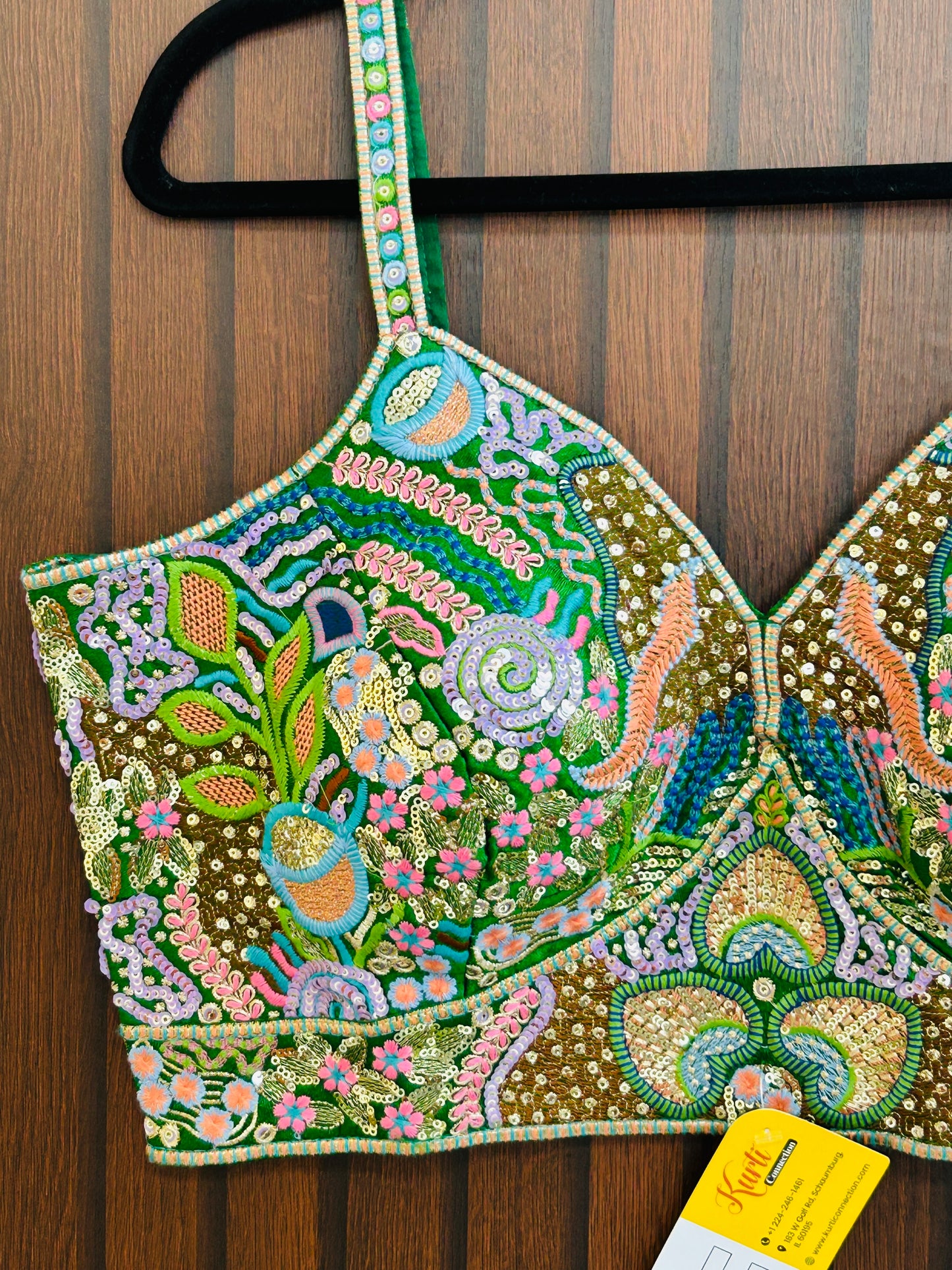 Embroidered sleeveless blouse - Kurti Connection USA