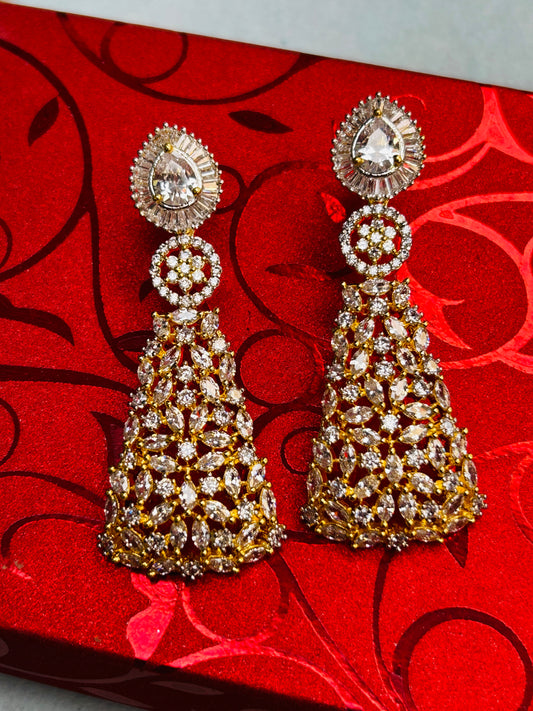 AD earrings: gold polish - Kurti Connection USA