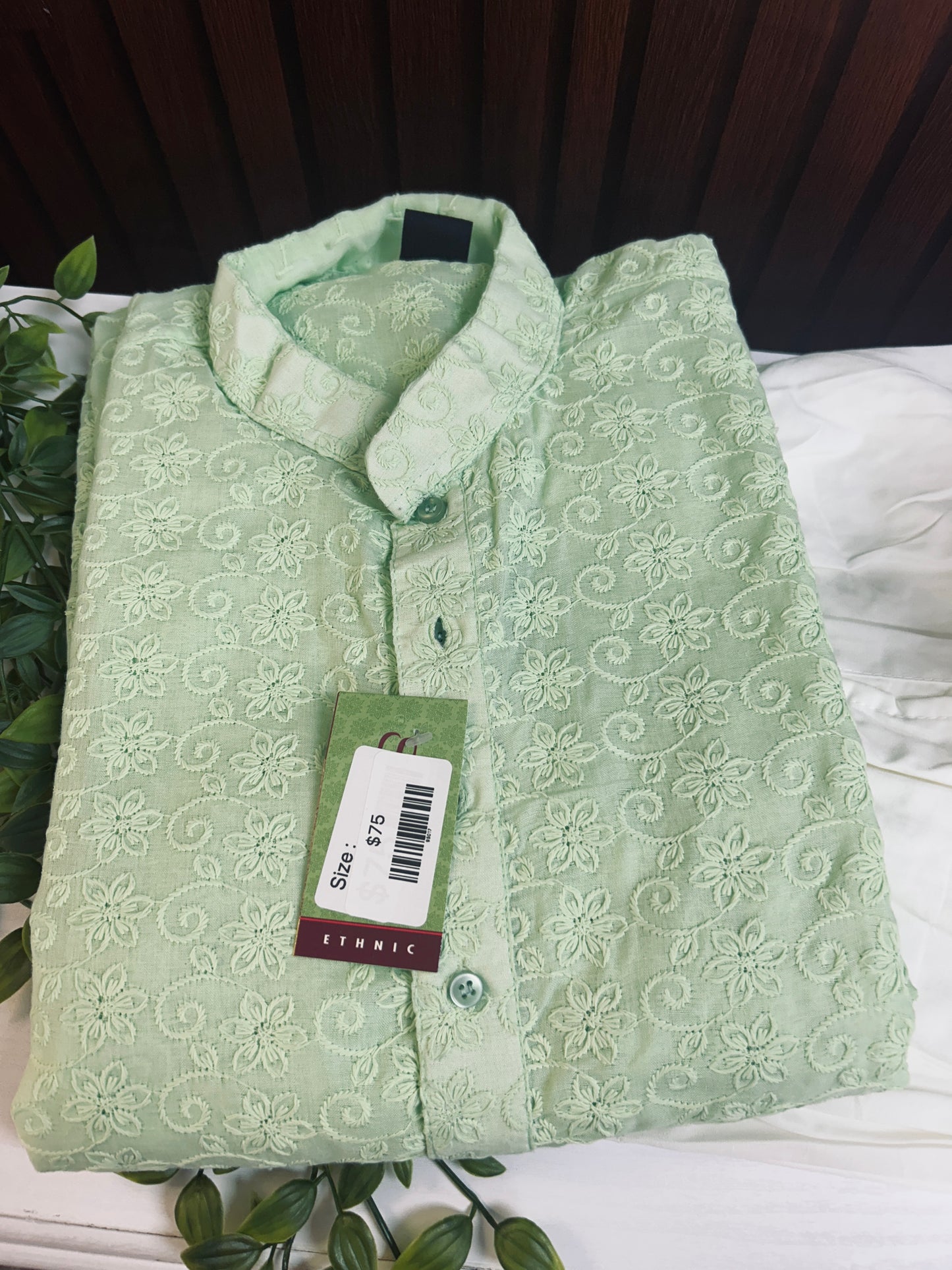 Light green : cotton chikankari kurta pajama set - Kurti Connection USA