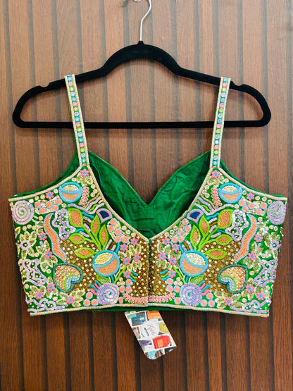 Embroidered sleeveless blouse - Kurti Connection USA